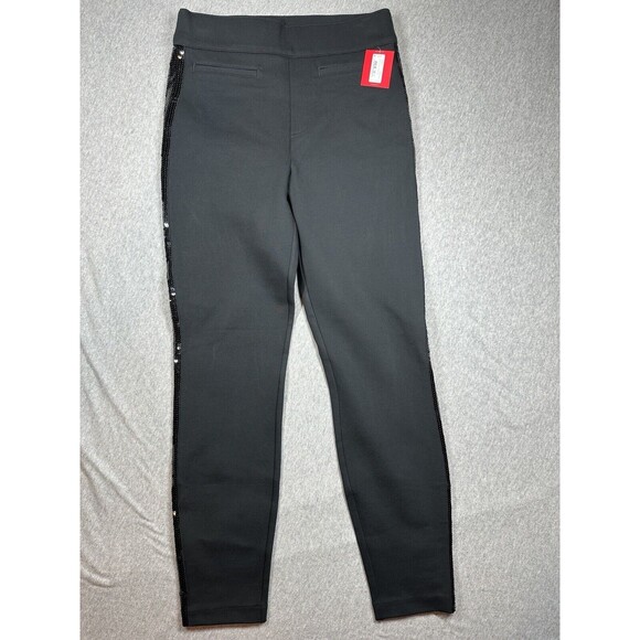 SPANX The Perfect Pant Women's Black Sequin Trim Skinny Ankle‎ Pants Size Small - Picture 1 of 8